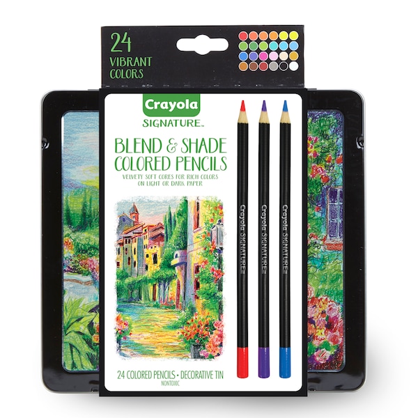 Signature Blend + Shade Colored Pencils in Tin, PK24